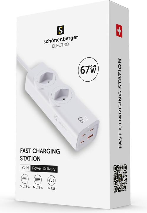 Produktbild Schönenberger Fast Charging Station (2 x, Typ 13, USB-C, USB-A, 2 m)
