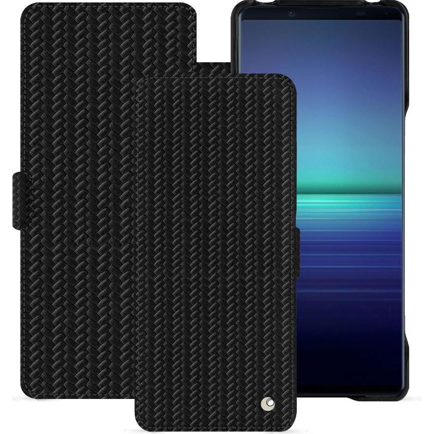 Noreve Lederschutzhülle horizontal (Sony Xperia 1 V), Smartphone Hülle, Schwarz