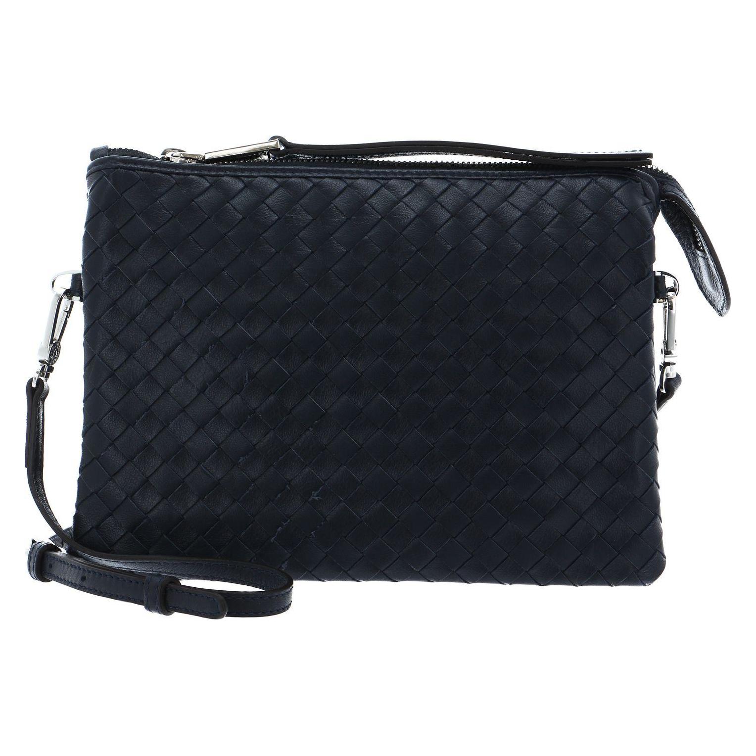 Abro, Damen, Handtasche, Leather Piuma Weaving Crossbody Bag Threefold, Blau