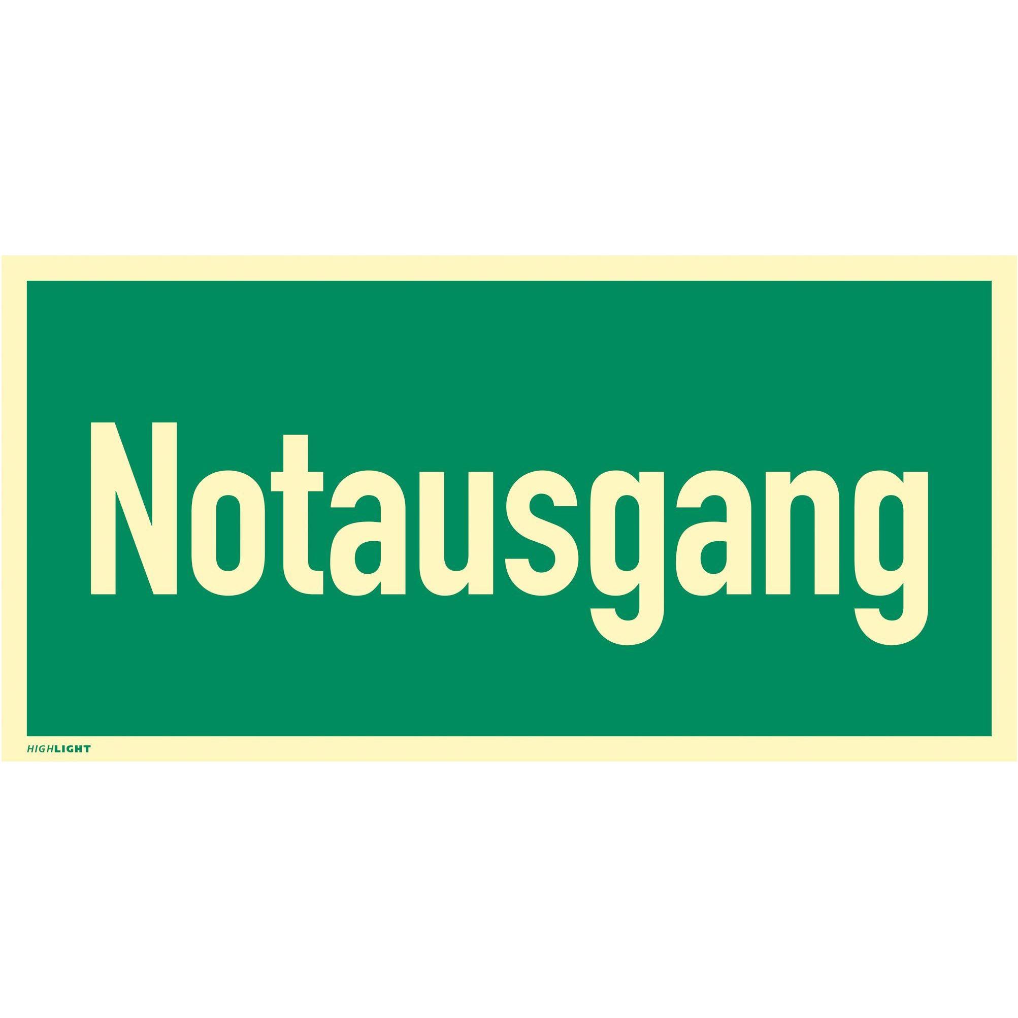 4x Moravia, Sicherheitskennzeichnung, Rettungszeichen Textschild "Notausgang" Kunststoff, 297x148
