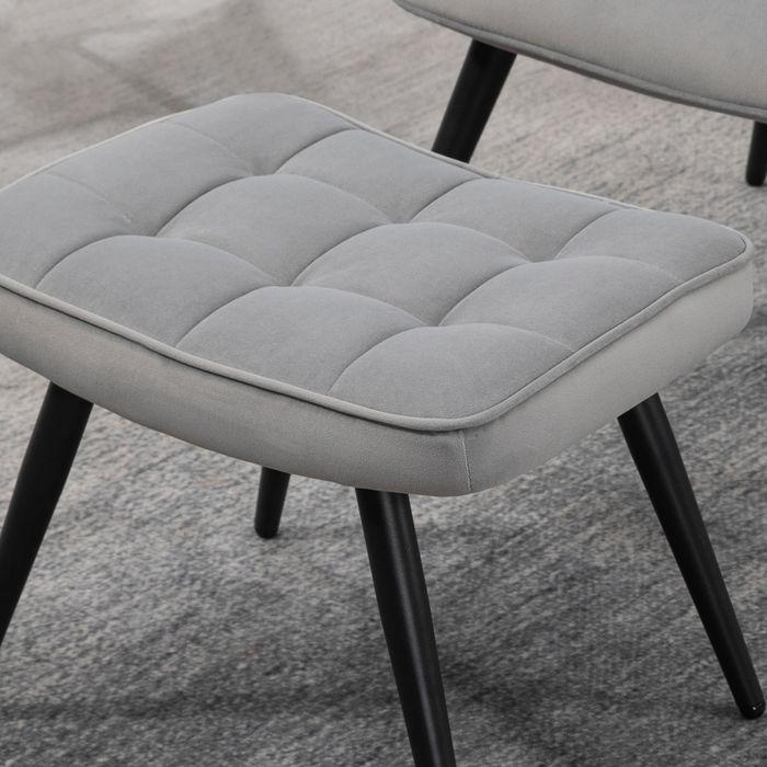 Actual product image Swisshandel24 Wing armchair with stool, lounge chair, recliner, upholstered armchair with velvet look, TV
