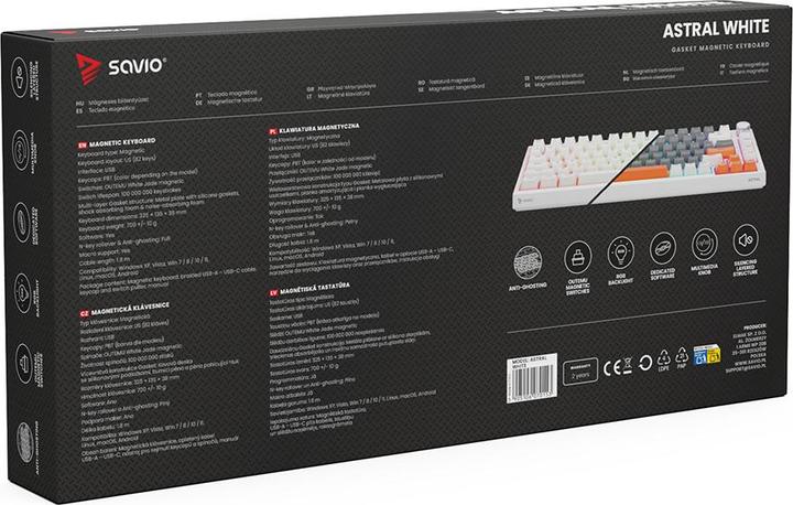 Actual product image Savio ASTRAL WHITE JADE Tastatur Gaming USB QWERTY US International Weiss (Eng. Int., Cable)