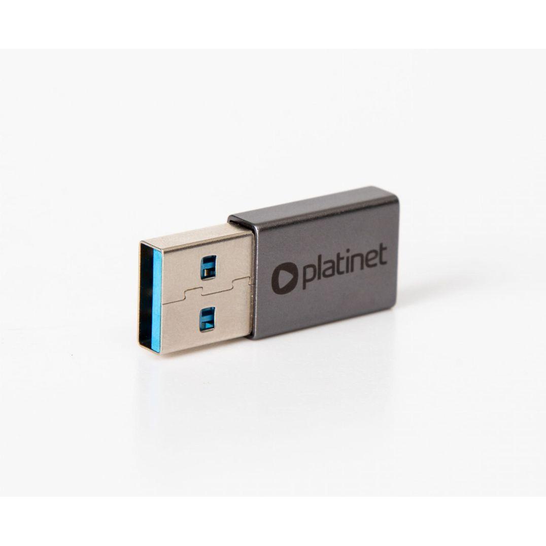Platinet USB-A zu USB-C Gen 1 Media Adapter Grau (USB-A), Adattatore dati + video, Grigio