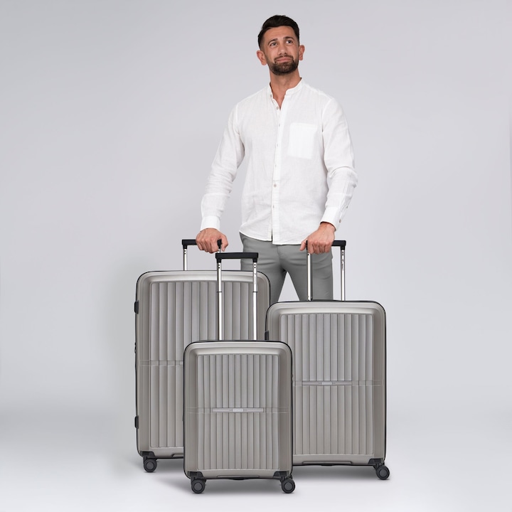 Actual product image Pactastic Collection 01 4-wheel suitcase set, 3 pieces, with stretch fold (221 l, XL (from 140l))