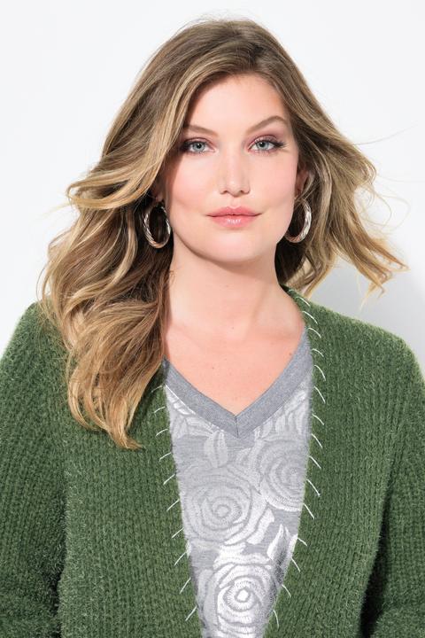 Produktbild Miamoda Strickjacke, extra lang, Ausschnitt mit Zierstich (56)