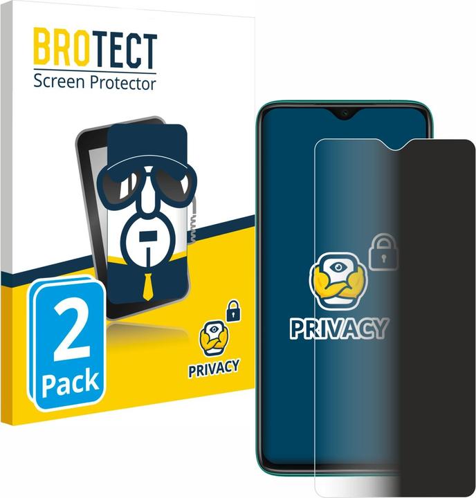 Productafbeelding BROTECT Anti-spionnetje privacyfolie Beschermfolie tegen blauw licht (2 Stuk, Xiaomi Redmi Note 8 2021)