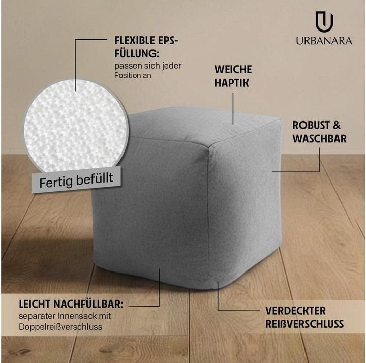 Produktbild Urbanara Hocker Basic-Comfort 85 l, Grau
