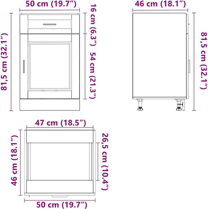 Produktbild vidaXL Küchenunterschrank (50 x 46 x 81.50 cm)