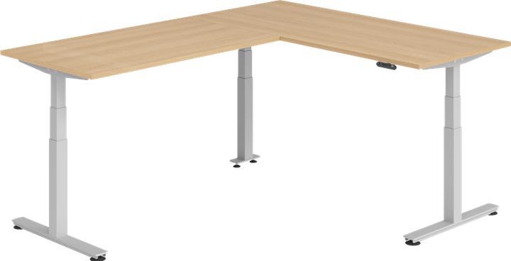Immagine prodotto Hammerbacher Sitz-Steh-Winkeltisch 180x240cm Eiche/Silber
