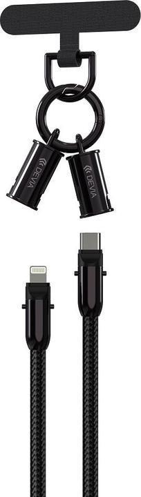 Image du produit Devia câble lanyard 2in1 PD USB-C - Lightning 1,2 m 27W noir (1.20 m, 27 W)