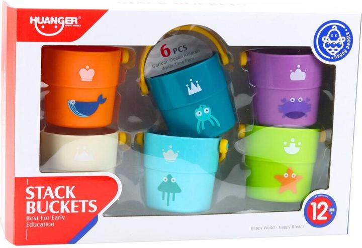 Lean Toys Lean 6-Teiliges Farbiges Badeeimer-Set Mit Löchern