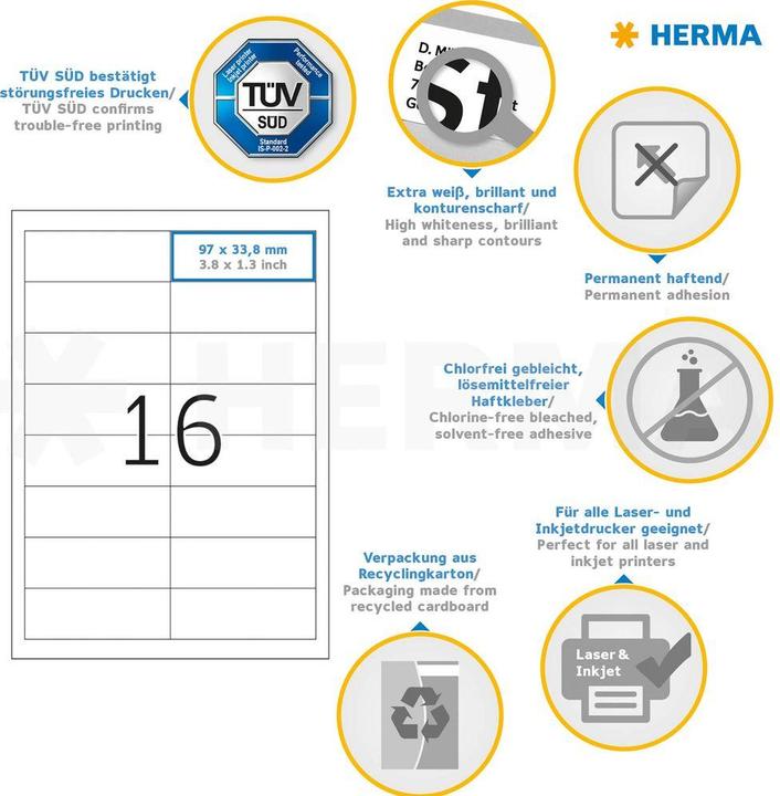 Actual product image HERMA Universal labels A4