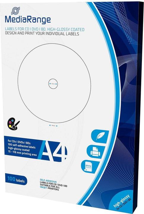 MediaRange Etiketten voor CD/DVD/BD hoogglans