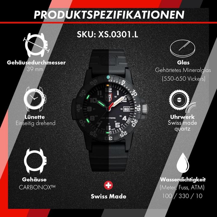 Image du produit Luminox Leatherback Sea Turtle 0300 Series (Montre analogique, Swiss Made, 39 mm)