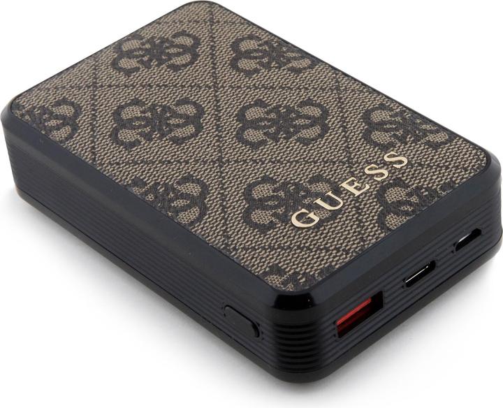 Actual product image Guess Powerbank 18W GUPB10DP4GEGW 10000mAh brązowy/brown 4G Leather Metal Logo (10000 mAh, 18 W)