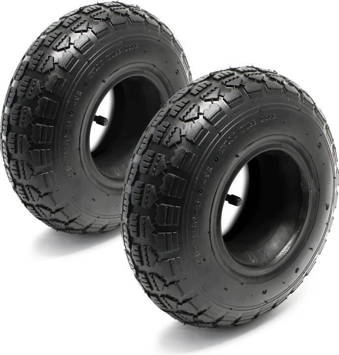 Produktbild Wiltec 2xReifenmantel 2xSchlauch 11x4.00-4 4pr Winkelventil Rasentraktor Aufsitzmäher (Rasentraktor)