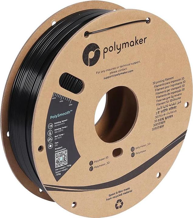 Actual product image Polymaker PJ01001 PolySmooth Filament polishable 1.75 mm 750 g Black 1 pc. (PVB, 1.75 mm, 750 g, Black)
