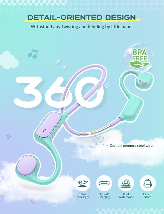 Produktbild Iclever Air Conduction Headphones BT C012589N2 74/85 dB, purple/green
