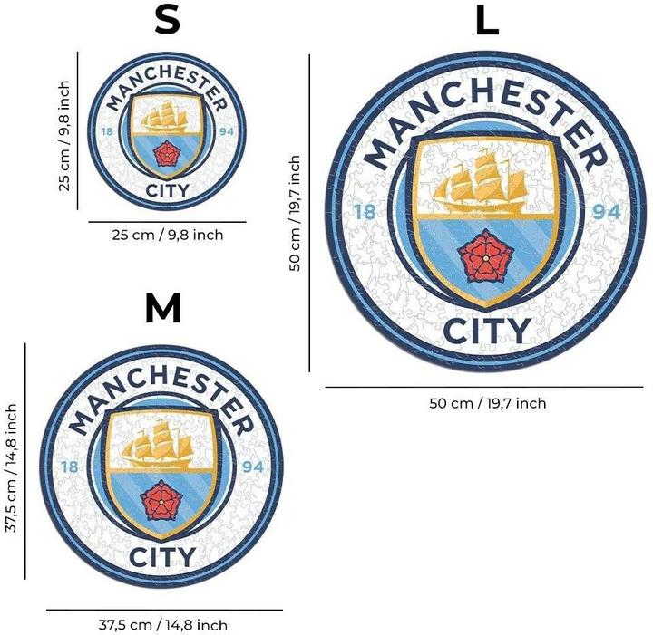 Productafbeelding Iconic Man City FC - Logo - Houten puzzel Maat S (150 stukjes) (150 onderdelen)