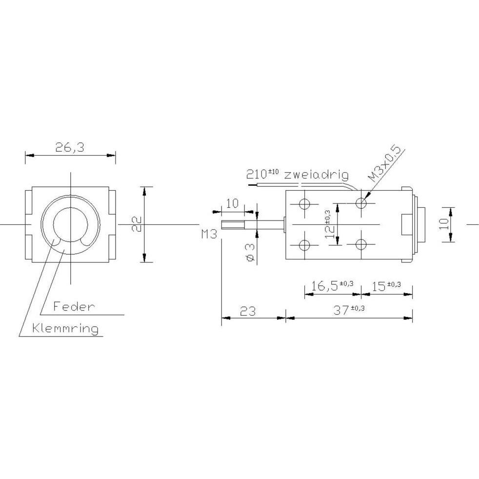 Thumbnail - Tremba, Fördertechnik, HMA-2622d.002-24VDC,100% Hubmagnet drückend 0.1 N 70 N 24 V/DC 4 W
