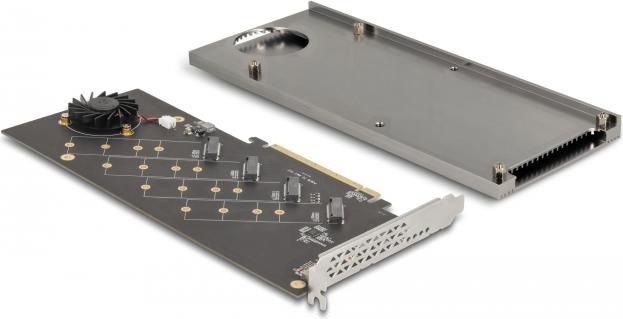 Immagine prodotto Delock Scheda PCI Express 4.0 x16 a 4 x NVMe M.2 Key M interni con dissipatore di calore e ventola