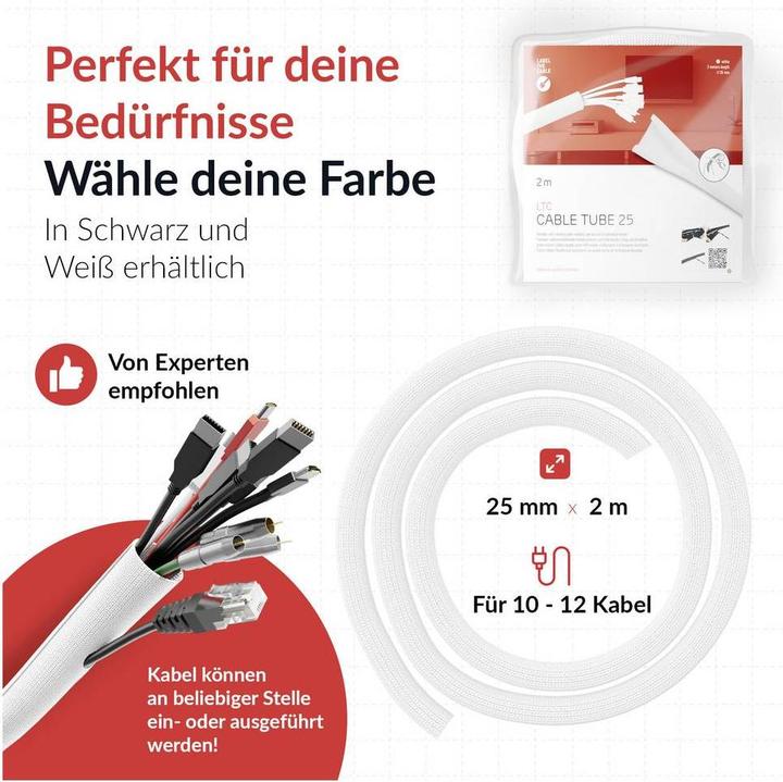 Produktbild Label-the-cable Kabelorganisator Weiss 1 Stück (LTC 5120) (Kabelschlauch, 200 cm)