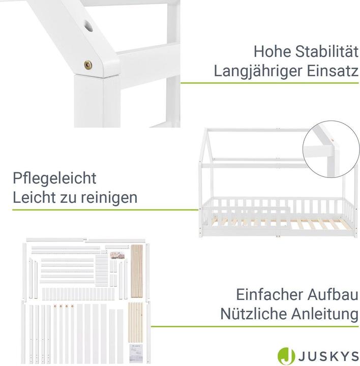 Image du produit Juskys Kinderbett 90x200cm Marli - Weiss (90 x 200 cm)