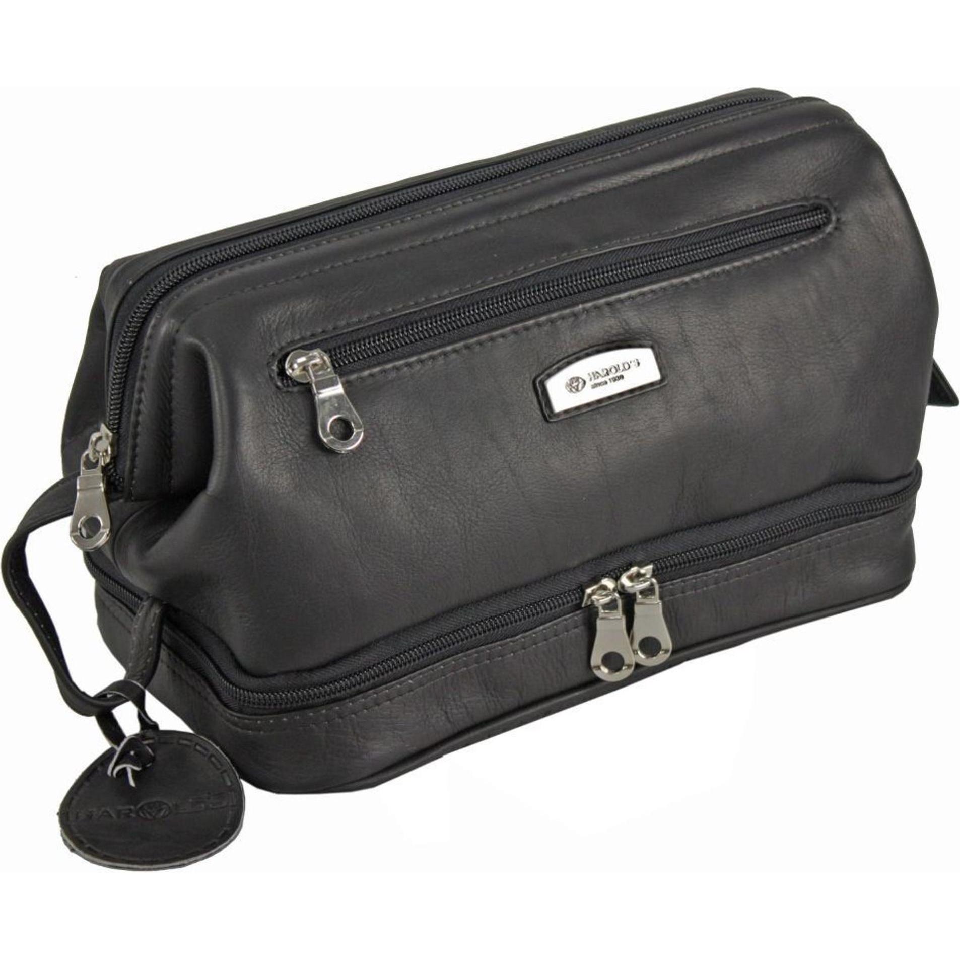 Harolds, Necessaire, Country Kulturbeutel Leder 27 cm, Schwarz, (6 l)