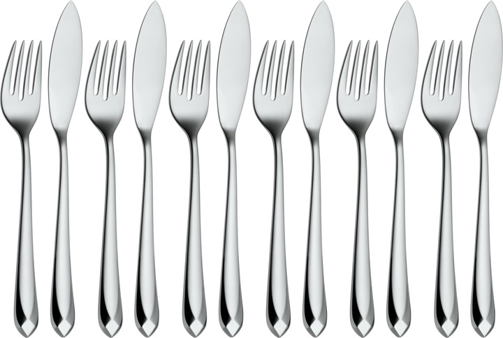 Produktbild WMF Fischbesteck Fischmesser Fischgabel Fischset Jette 12tlg Edelstahl poliert (12 Stück, Besteck Set)