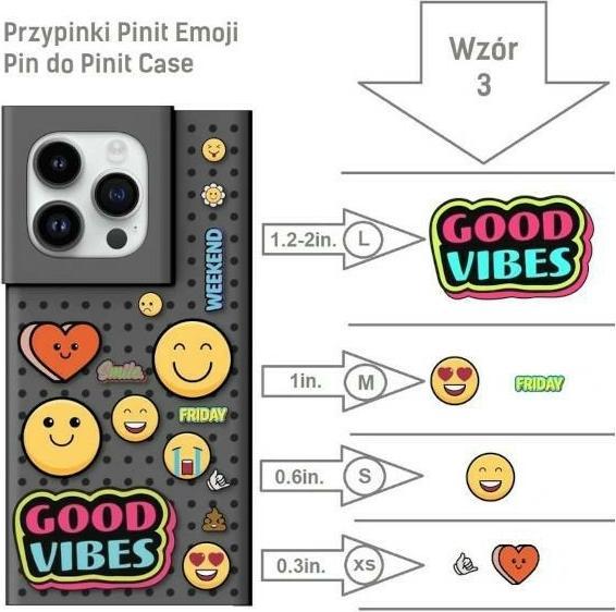 Produktbild Pinifit Zestaw Etui Pinit Dynamic + Emoji Pin iPhone 14 Plus 6.7" czarny/black wzór 3 (Apple iPhone 15 Plus, Apple iPhone 14 Plus)