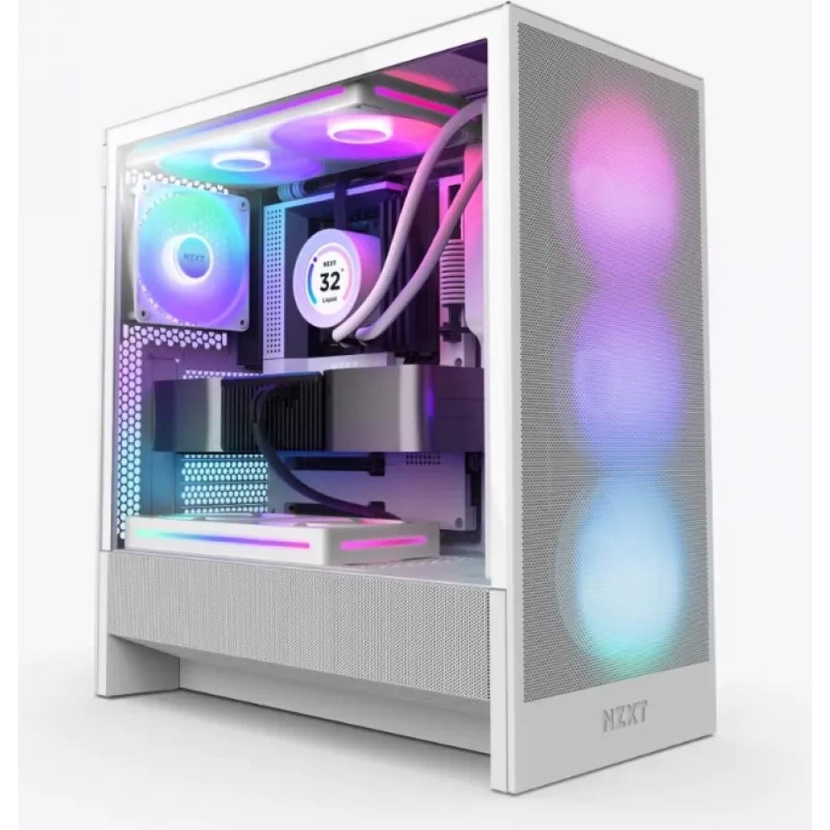 NZXT H5 Flow RGB (2024) Wit - Midtowermodel (CC-H52FW-R1), PC Gehäuse, Weiss