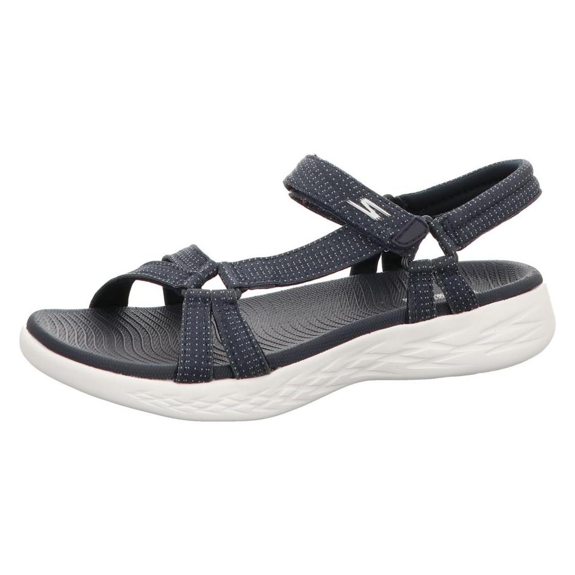 Skechers, Damen, Hausschuhe, Damen Pantoletten 15316, Blau, (36, 37, 38, 39, 40, 41, 42)