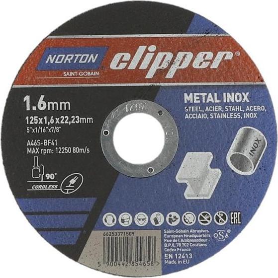 Norton Clipper Disco da taglio D125x1,6mm tipo 41 metallo
