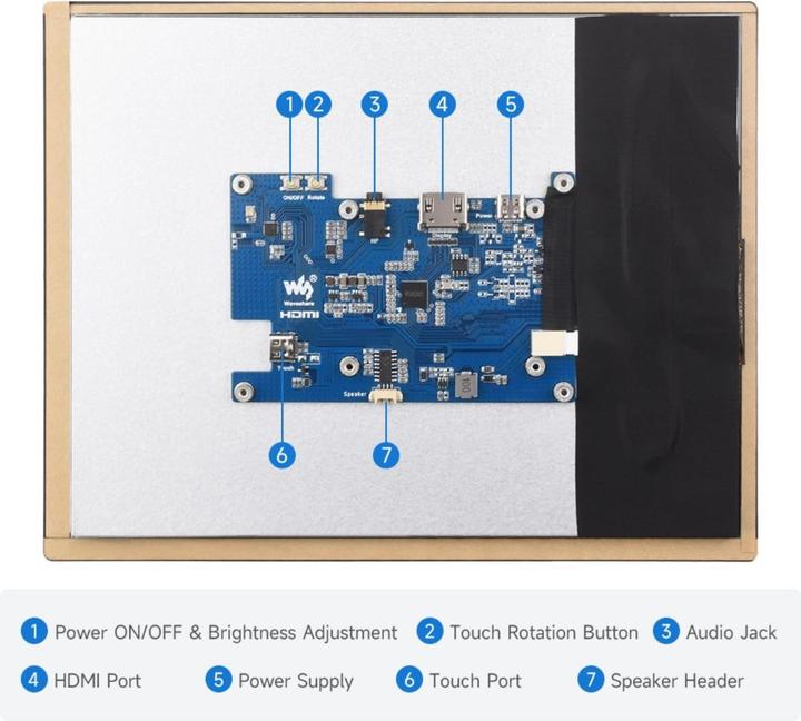 Produktbild WaveShare 9.7inch Capacitive Touch IPS Display für Raspberry Pi HDMI 768×1024