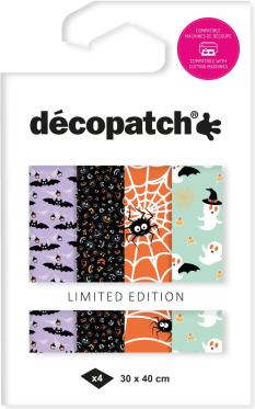 Produktbild Décopatch Pocket Hot-Foil Collection "Halloween Spinnen und Fledermäuse", 4er Set, 30 x... (30 x 40 cm)
