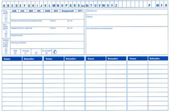 Produktbild Sport-Tec Patienten Karteikarten, 100 Stück, gefaltet auf DIN A5 quer (A5)