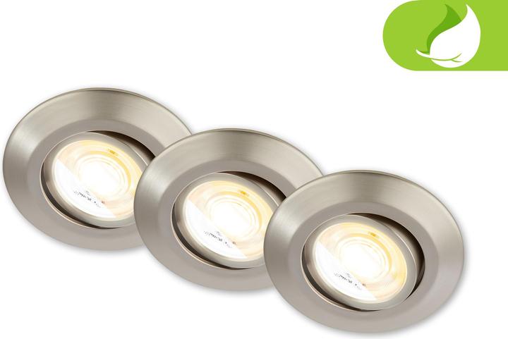Briloner Set di 3 luci da incasso LED ultrapiatte e sostenibili (520 lm)
