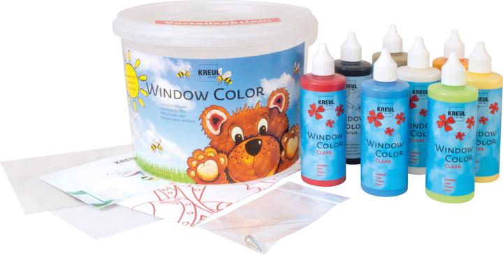 Produktbild Kreul Window Color Power Pack (Weiss, Cognac, Apfelgrün, Citron, Pfirsich, Himbeere, Saphir, Schwarz, 1000 ml)
