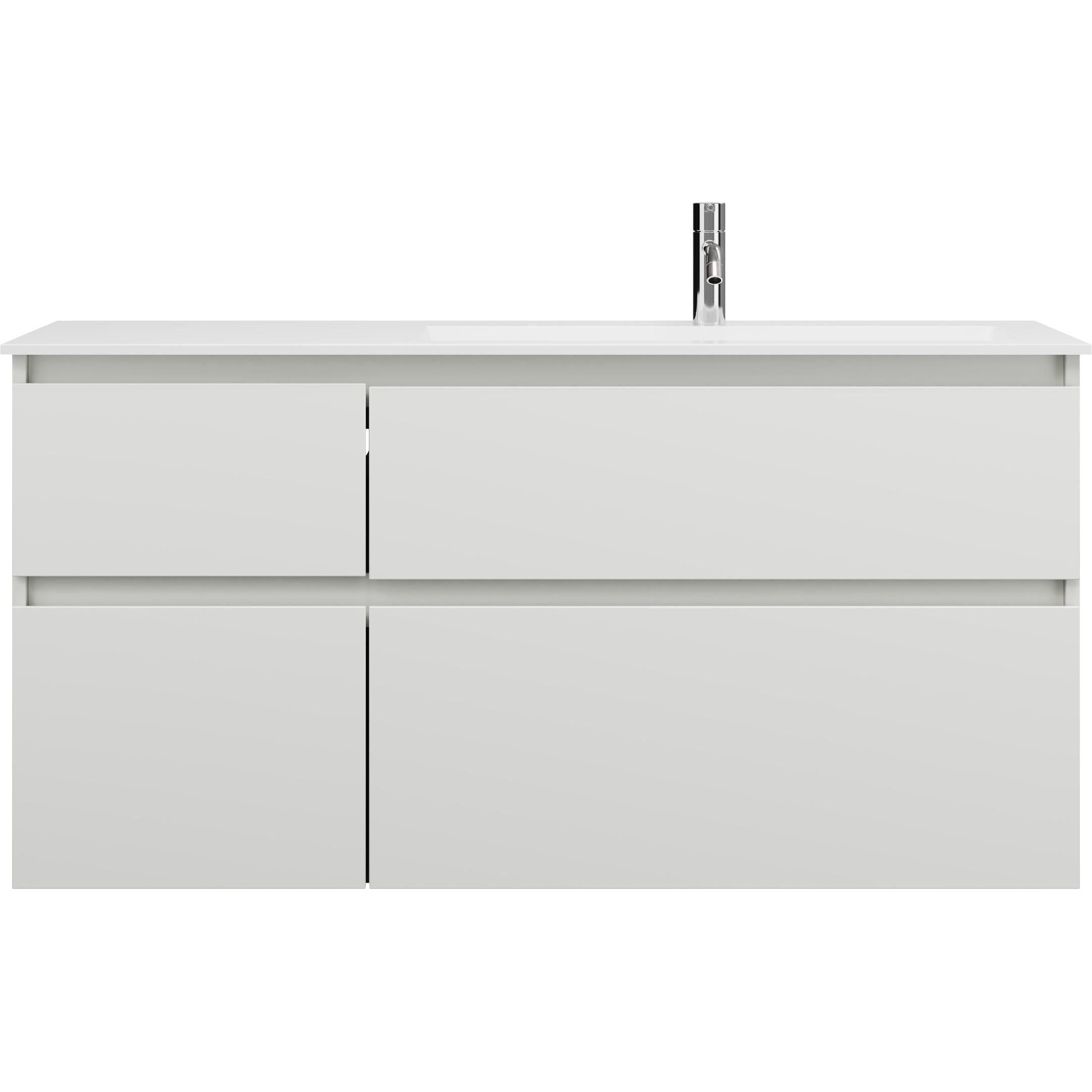 burgbad, Badmöbelset, Lin20 Mineralguss-Waschtisch Weiss Glänzend rechtsbündig inklusive Waschtischunterschrank
