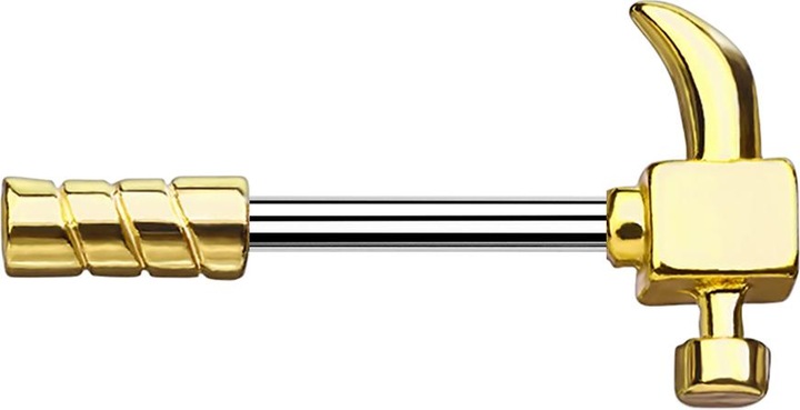 Immagine prodotto Star Piercing Barbell Stab Hammer vergoldet (Ottone, Acciaio chirurgico 316L)