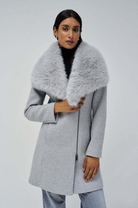 Image du produit Salsa Jeans Wool Coat With Fur Collar (XL)
