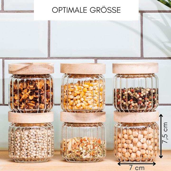 Immagine prodotto Econovo 6-teiliges Gewürzgläser Set, stapelbar, luftdicht (0.15 l)