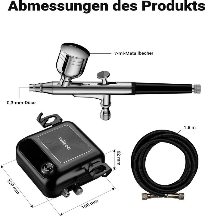 Immagine prodotto Wiltec Set di accessori per compressori da 2,8 bar Set di spazzole ad aria compressa da 12V