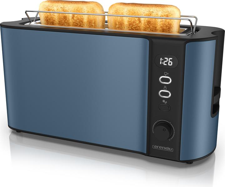 Actual product image Arendo Toaster Edelstahl Langschlitz 2 Scheiben, Doppelwand, Display mit Restzeitanzeige, Brötchenaufsatz
