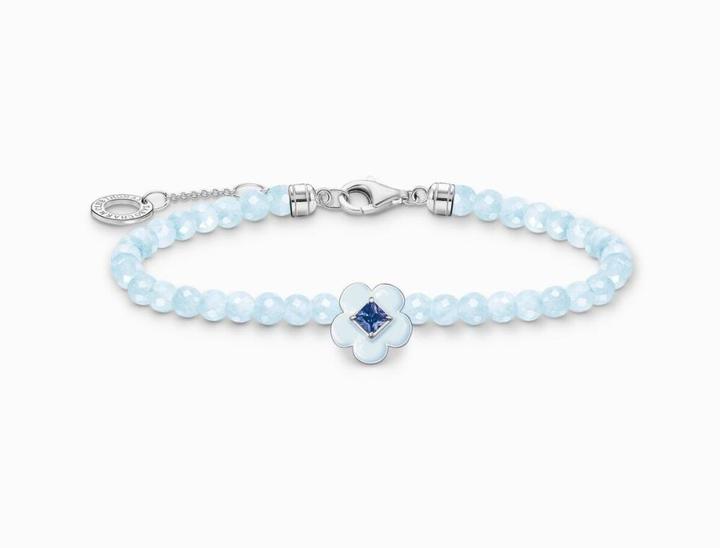 Produktbild Thomas Sabo Armband Blume mit blauen Perlen (19 cm, 925er Silber, Emaille)