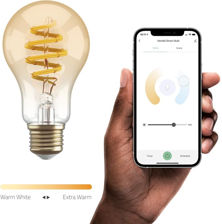 Actual product image Hombli Filament Bulb CCT A60 (E27, 5.50 W, 300 lm, 1 x, G)