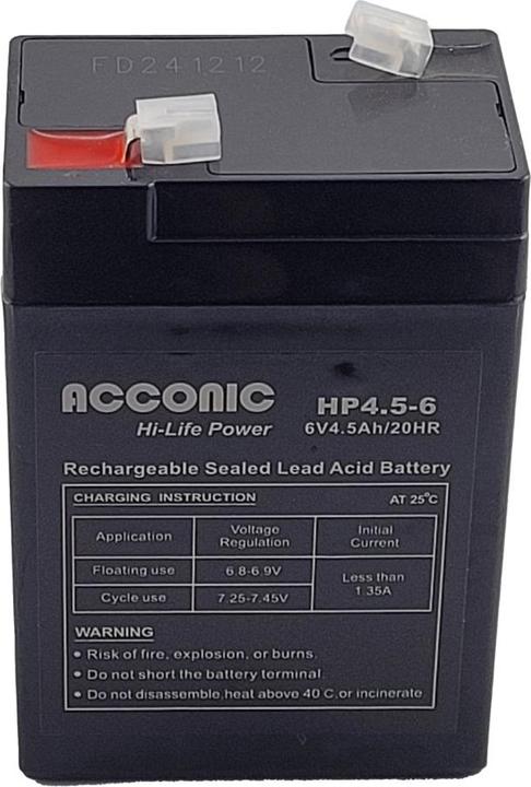 Immagine prodotto Acconic HP4.5-6 Hi-Life Power AGM 6V 4.5Ah USV-Batterie (6 V, 4.50 Ah)