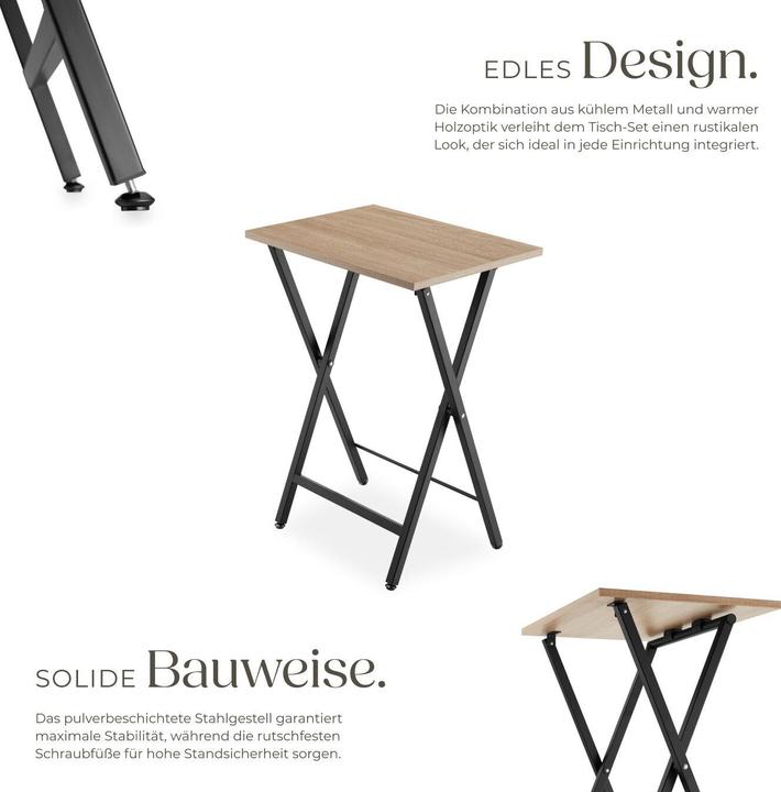 Produktbild tectake 2er Set Beistelltische Phoenix klappbar (48 x 36 x 66.5 cm)