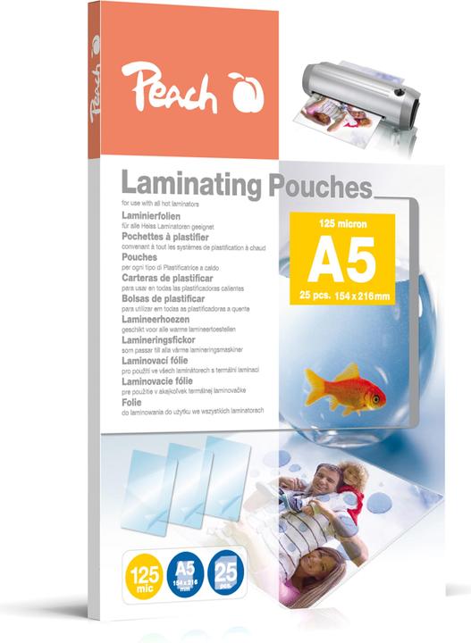 Peach Laminating film A5 (A5, 25 Piece, 125 µm)
