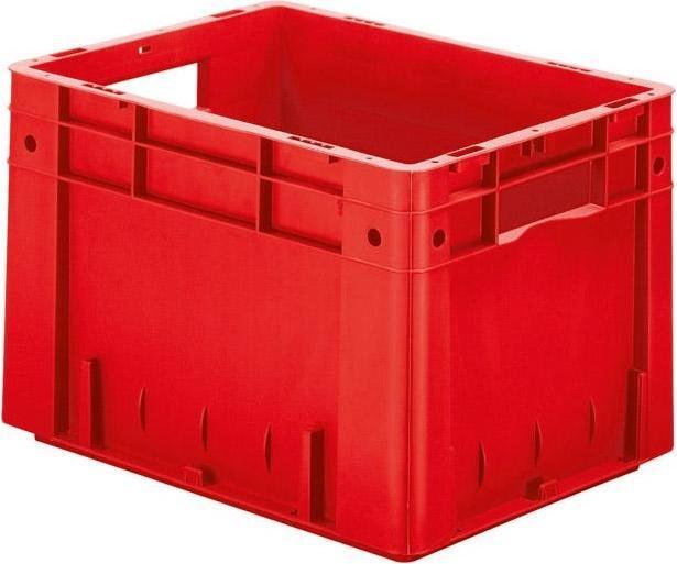 Produktbild LA-KA-PE Transportstapelbehälter L400xB300xH270mm rot PP Schwerlast Durchfassgriff Seitenwände geschlossen